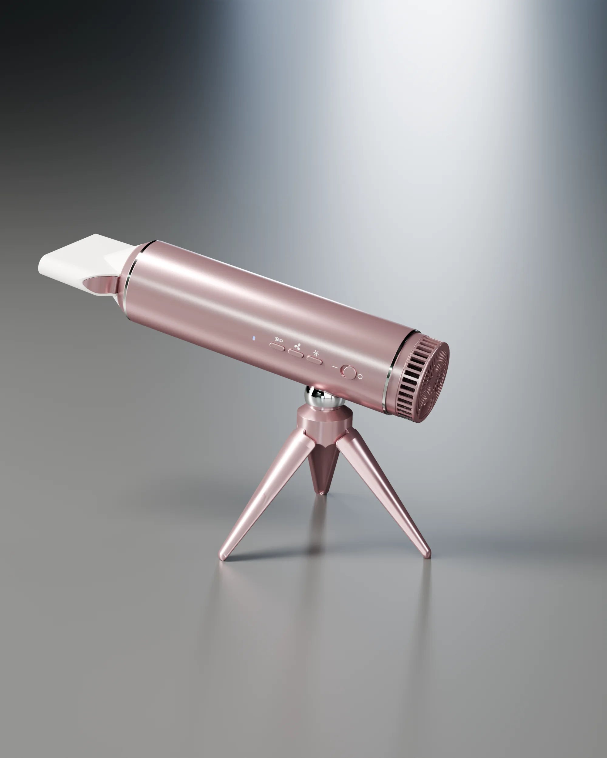 LUNAR hands-free hair dryer on tripod stand, Sunset Rose studio shot — LeLunar